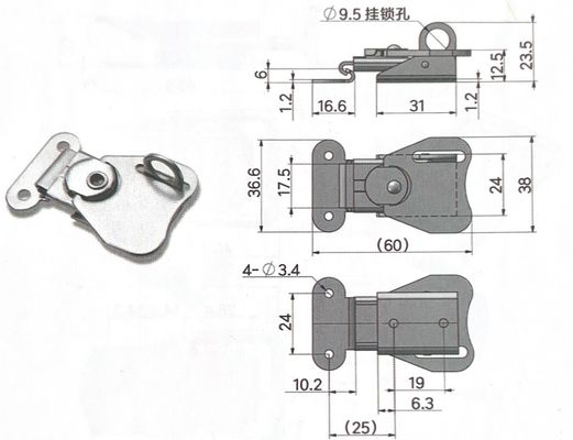 オーダーメイド 許容される監視装置 ハードウェア 304 ステンレス スチール ロック可能なバタフライ トーグル ロック 固定器具